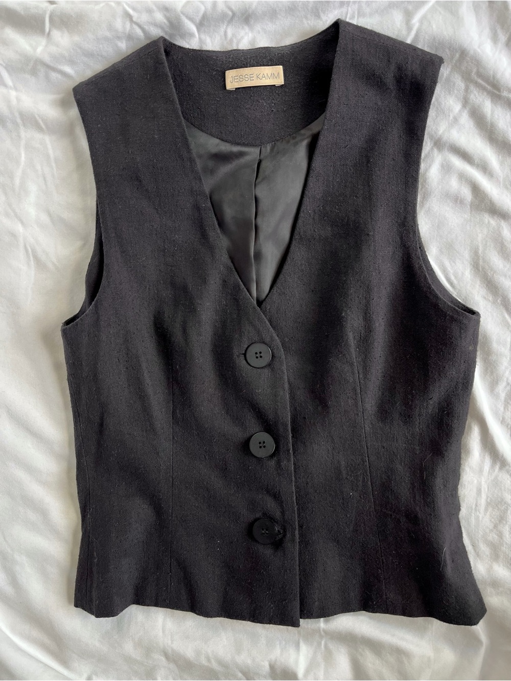 Jesse Kamm Black Tailored Button Vest